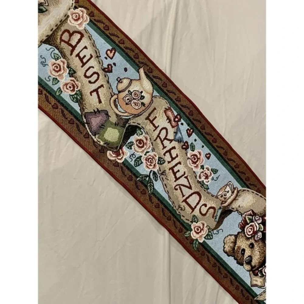 Boyds Bears Best Friends Afternoon Tea Tapestry Wall Hanging Bell Pull 7.5